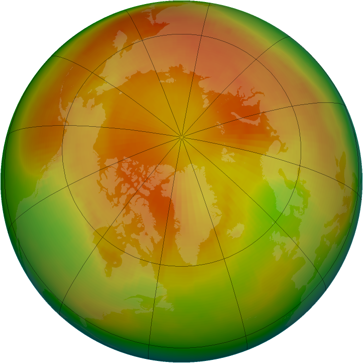Arctic ozone map for April 1987